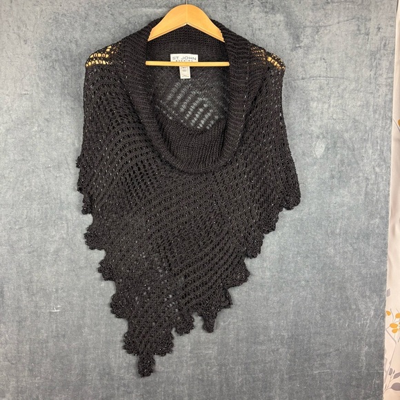 St. John Evening Elegant Black Beaded Capelet Sz M/L EUC Perfect for night out - Picture 2 of 8